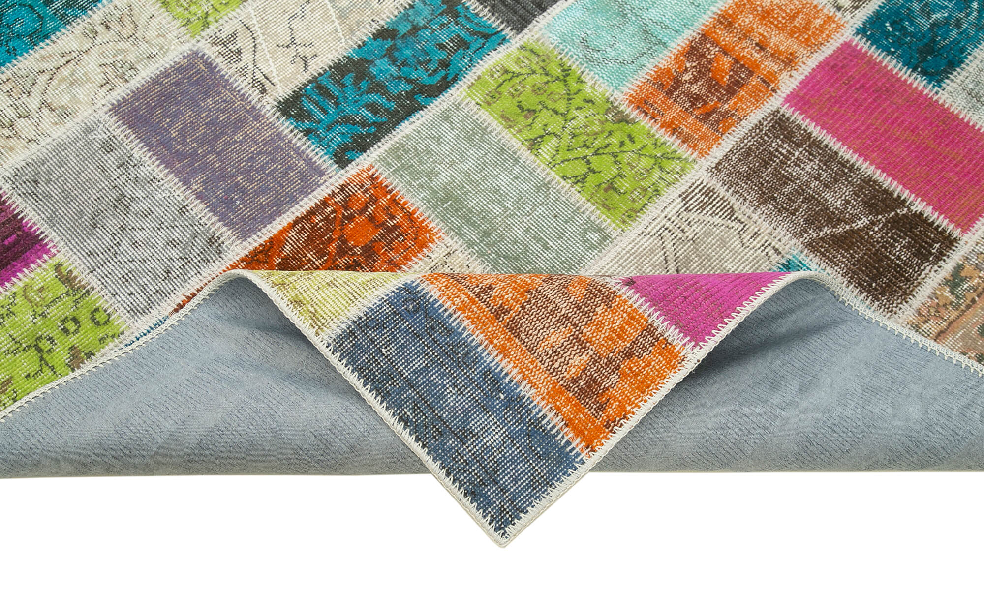 Handwoven anatolian contemporary 173 cm x 225 cm multicolor patchwork carpet