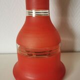 vase en verre peint , aspect granité rouge et doré