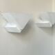 Pair of vintage geometric wall lights, matte white, France 1970
