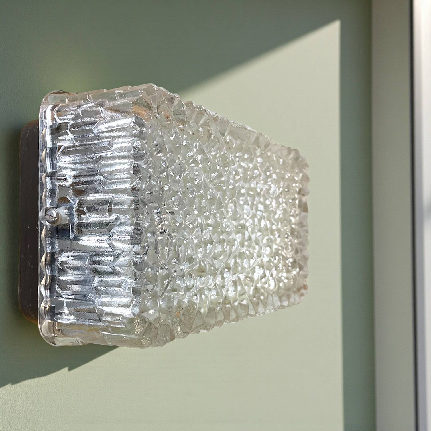 Rectangular glass flush mount ceiling or wall light