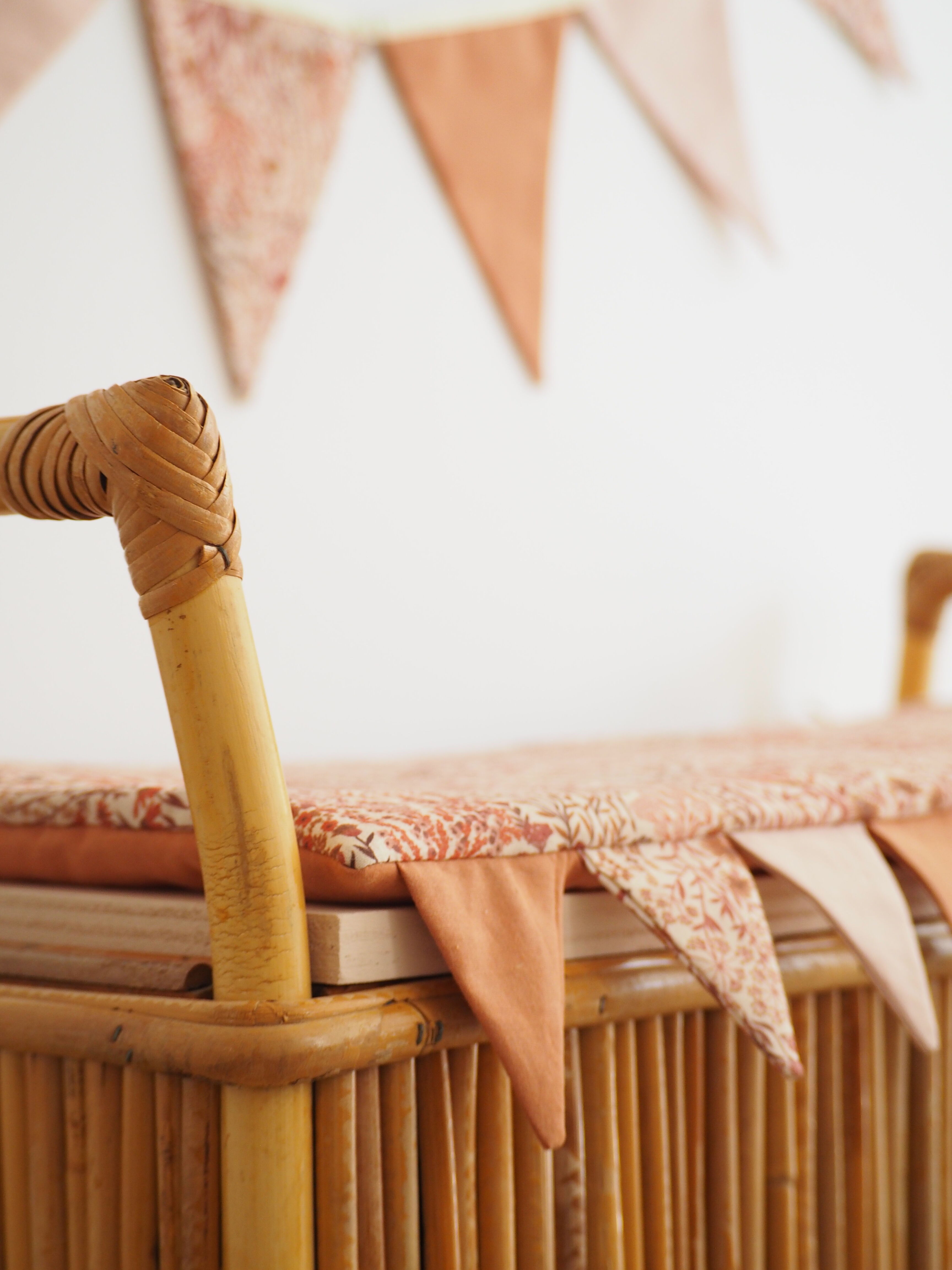 Vintage rattan chest bench