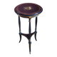 Tripod stool in blackened wood with painted floral decoration.