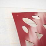 Square wall lamp in red wood and rice paper, prod. Steelline 1980