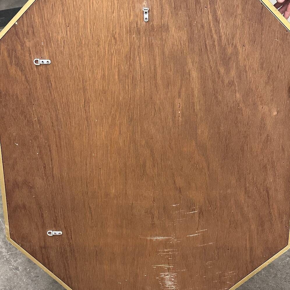 Large octagonal Deknudt wall mirror in layered mirrored glass and gold accents