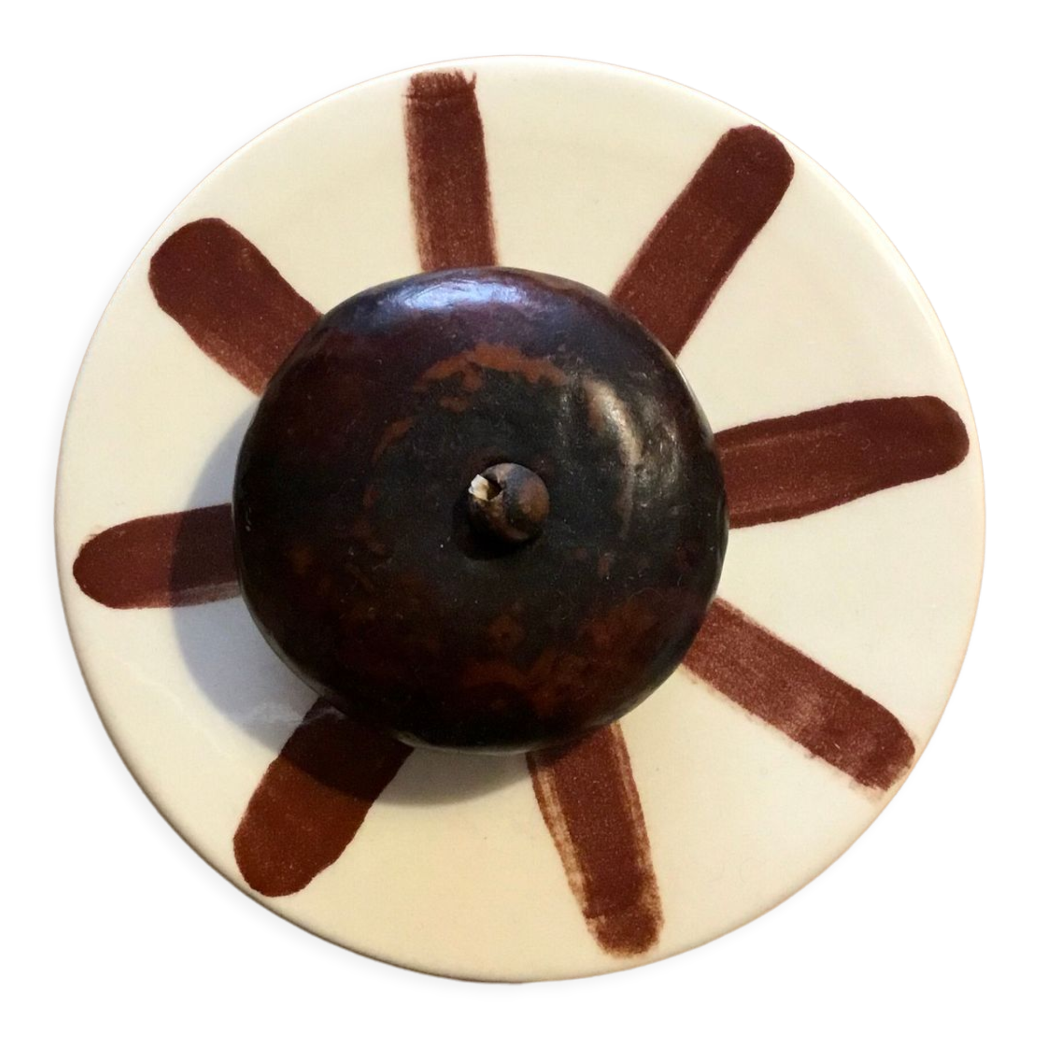 Hand-painted glazed ceramic box of French artisanal vallauris