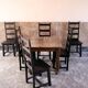 Set of 6 black brutalist chairs in solid oak