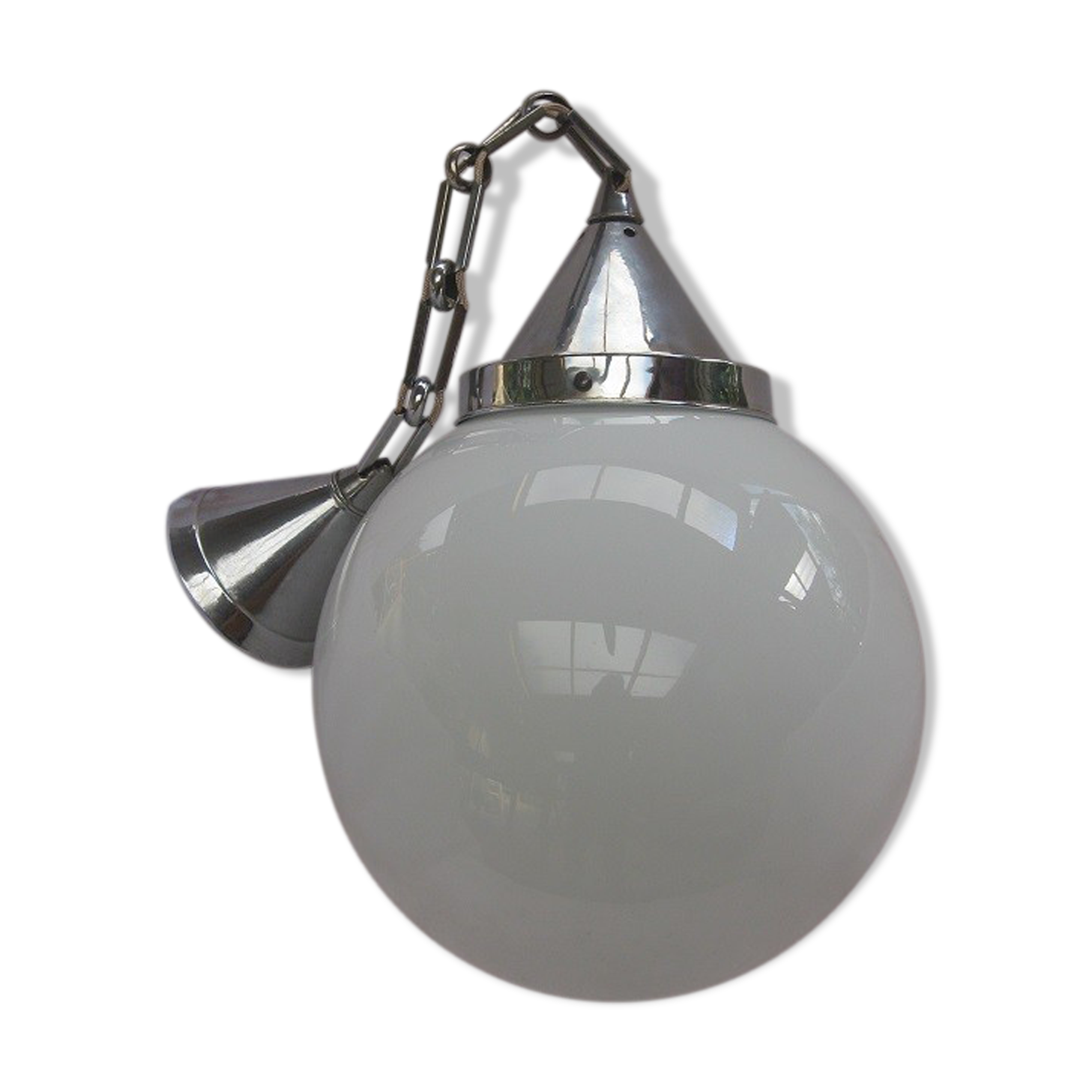Hanging lamp white opaline ball