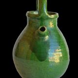 Jug wine earthenware glazed green, and mercurisee, Aubagne, Provence, 1900