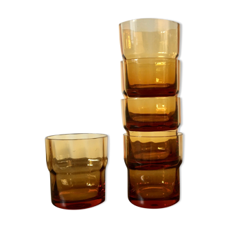 5 amber glasses