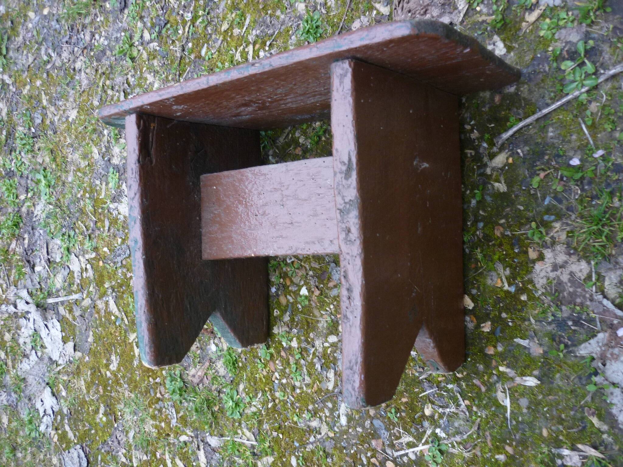 Vintage brutalist farmhouse stool bench