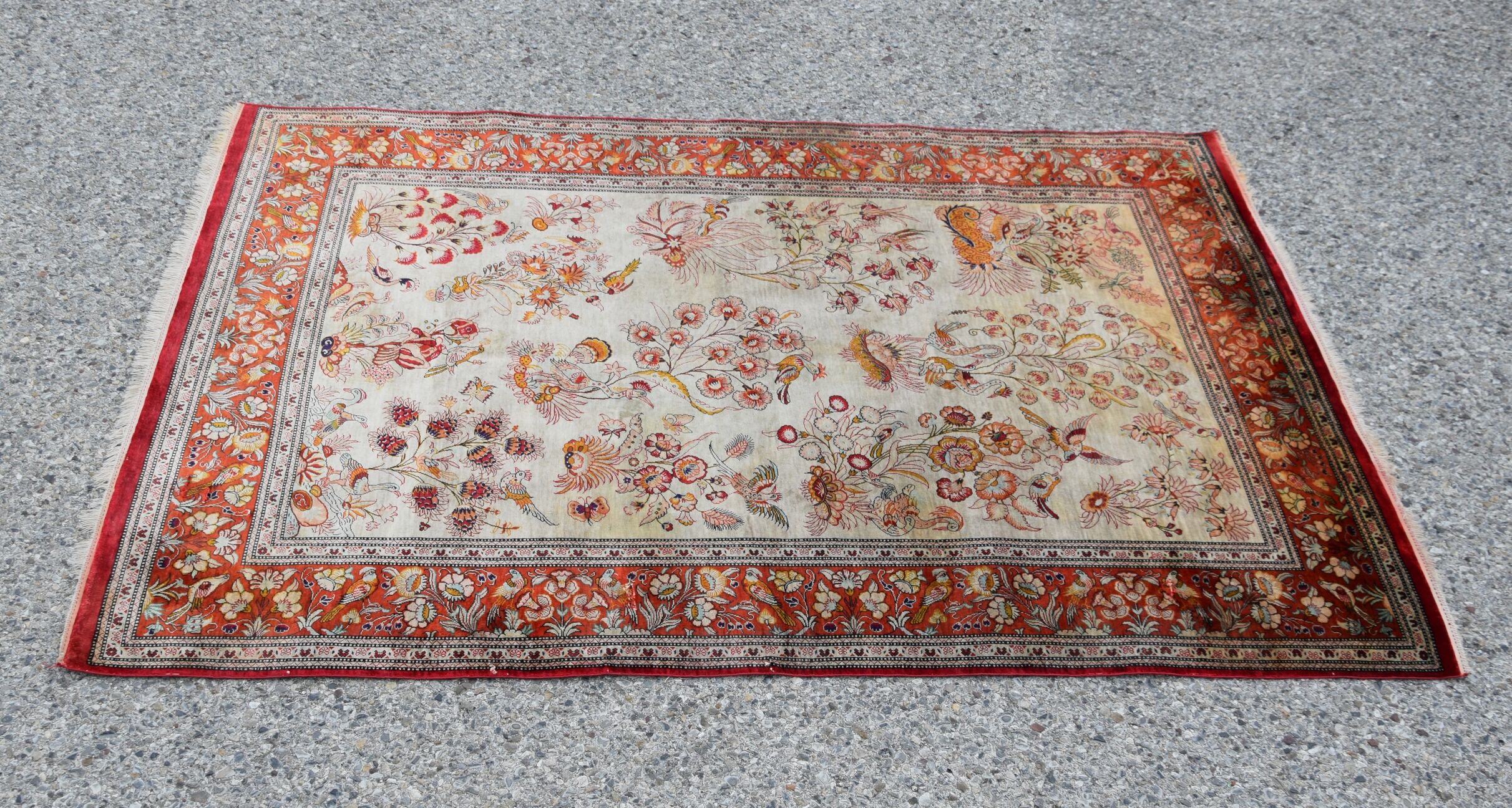 Oriental carpet ghoum-qom silk iran persian : 0.98 X 1.48 M