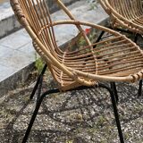 Pair of rattan patio armchairs