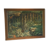 Table school nightingale year 50 with poster virgin forest / tundra