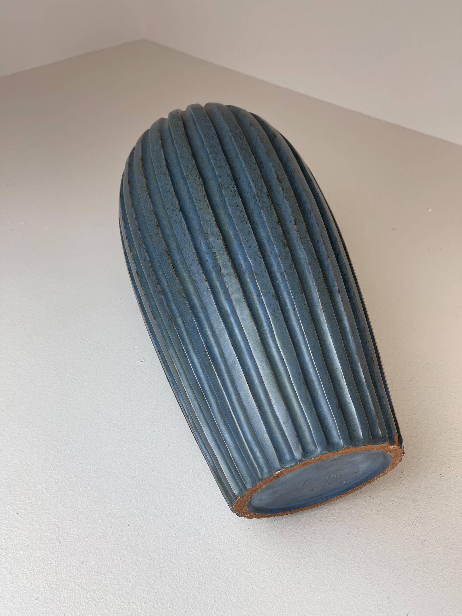 Blue vase from the mid-century period by Vicke Lindstrand, 1950s, Sweden.