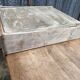 Antique solid cherry farm table with 3 front drawers.