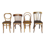 Set of 4 mismatched bistro chairs, from 1910 to 1935
