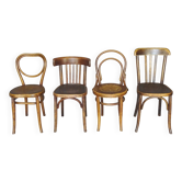 Lot de 4 chaises bistrot dépareillées, de 1910 à 1935