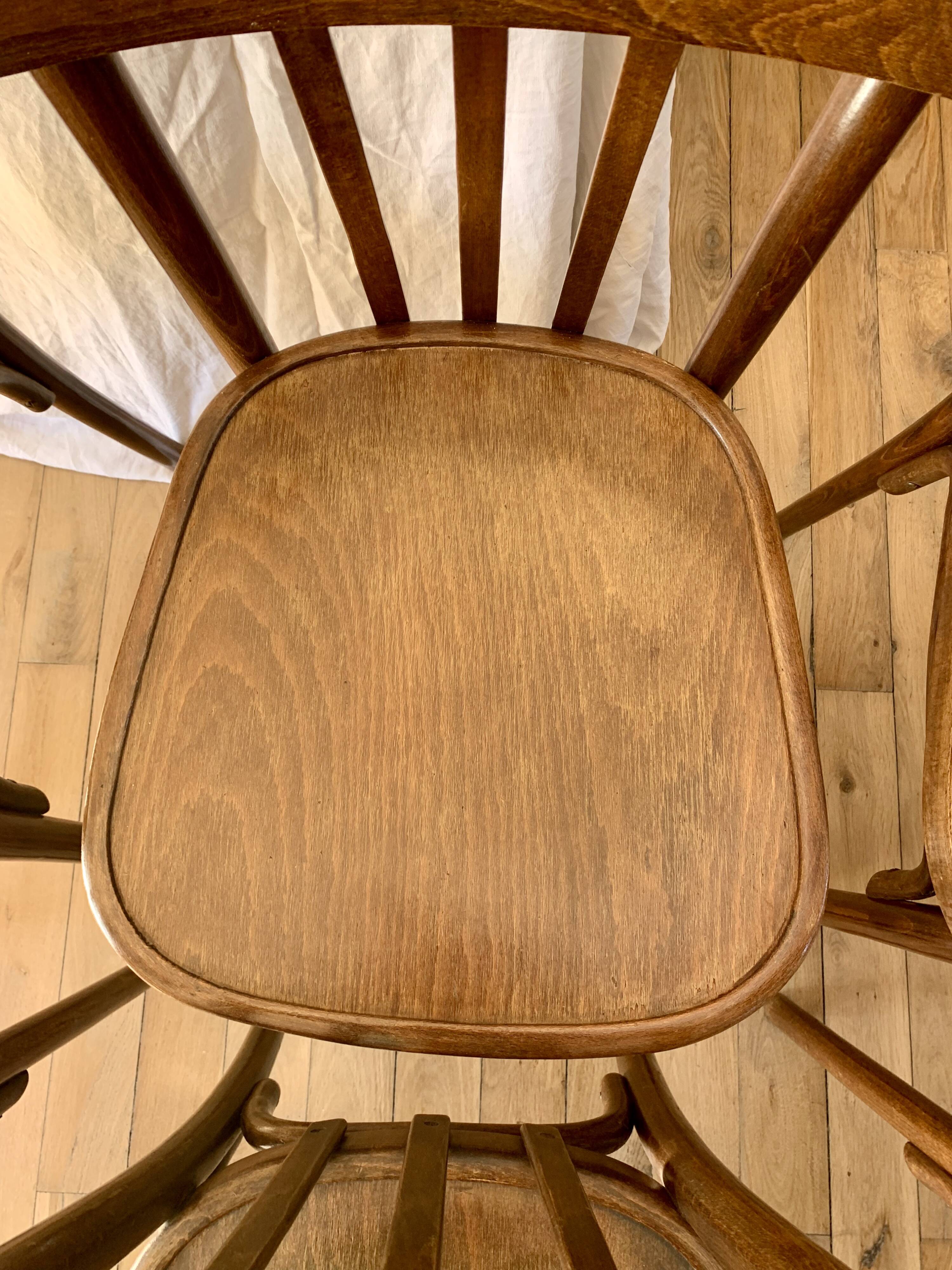 set of 6 bentwood bistro chairs from the 1950s