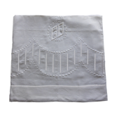 Old linen linen linen sheet embroidered with GD monogram and scale days-175x332cm