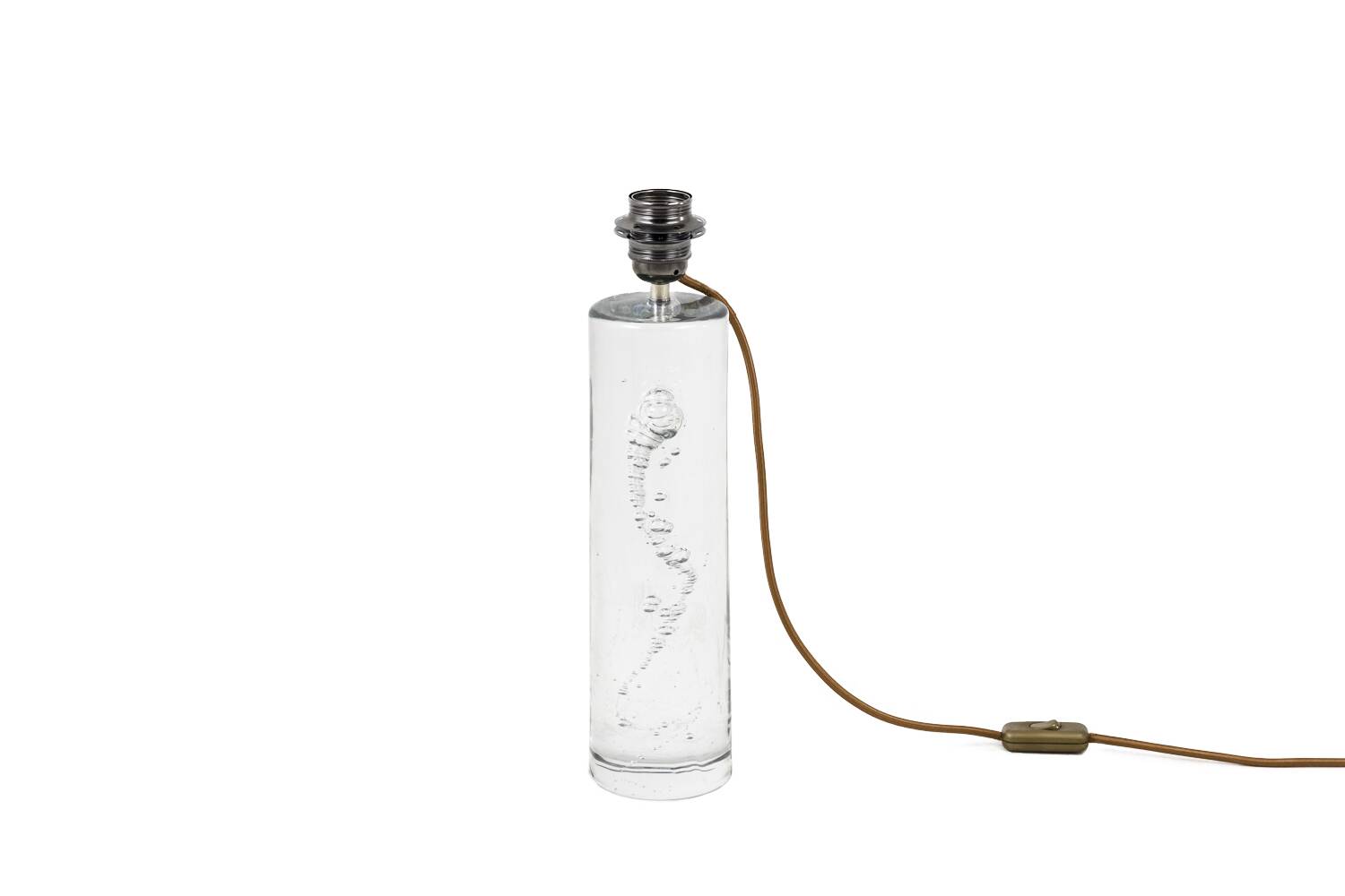 Daum France, cylindrical bubble glass lamp, circa 1975