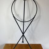 Folding pedestal table in wrought iron and wood