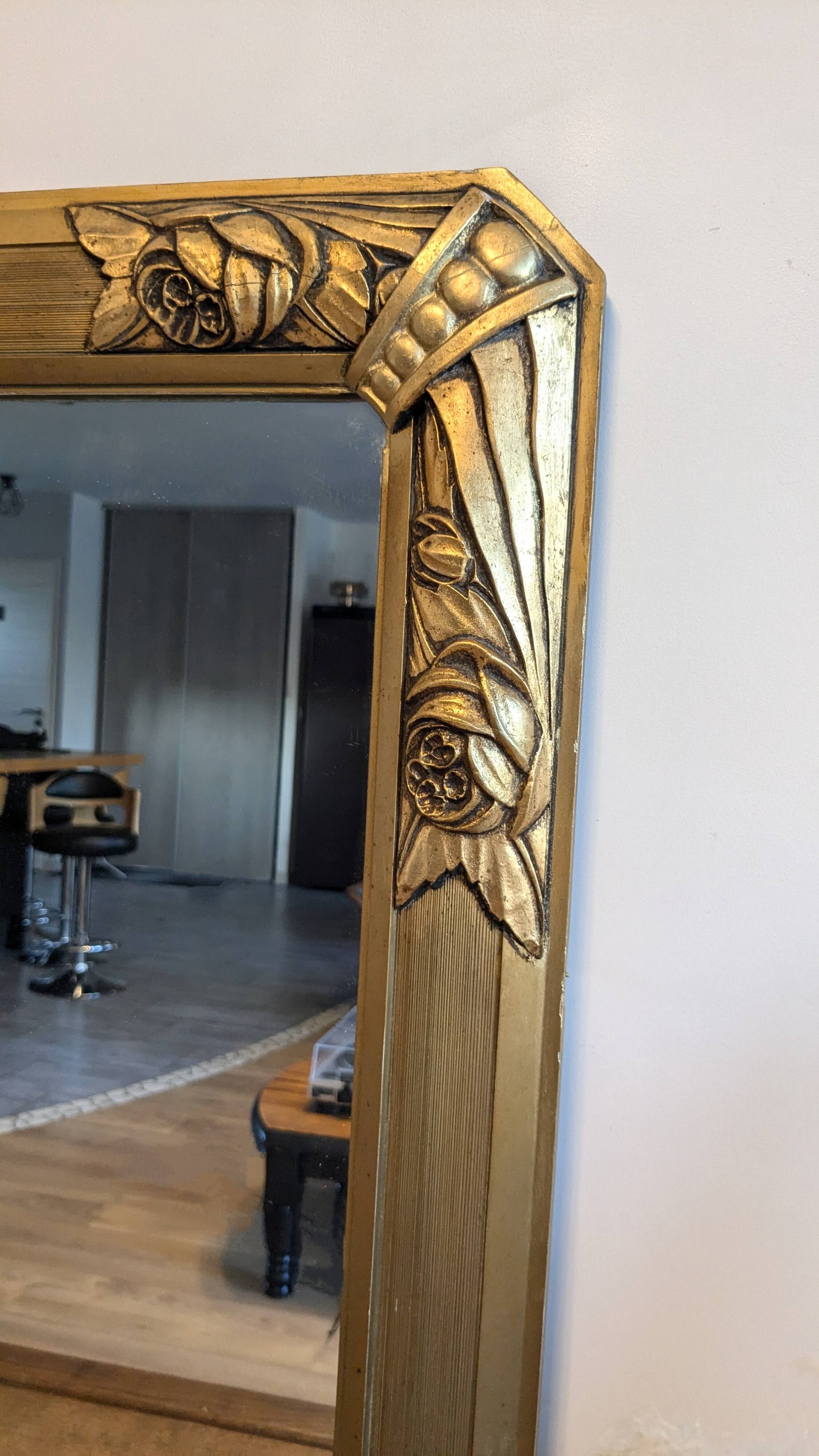Gold Art Deco Mirror 74 X 55 cm