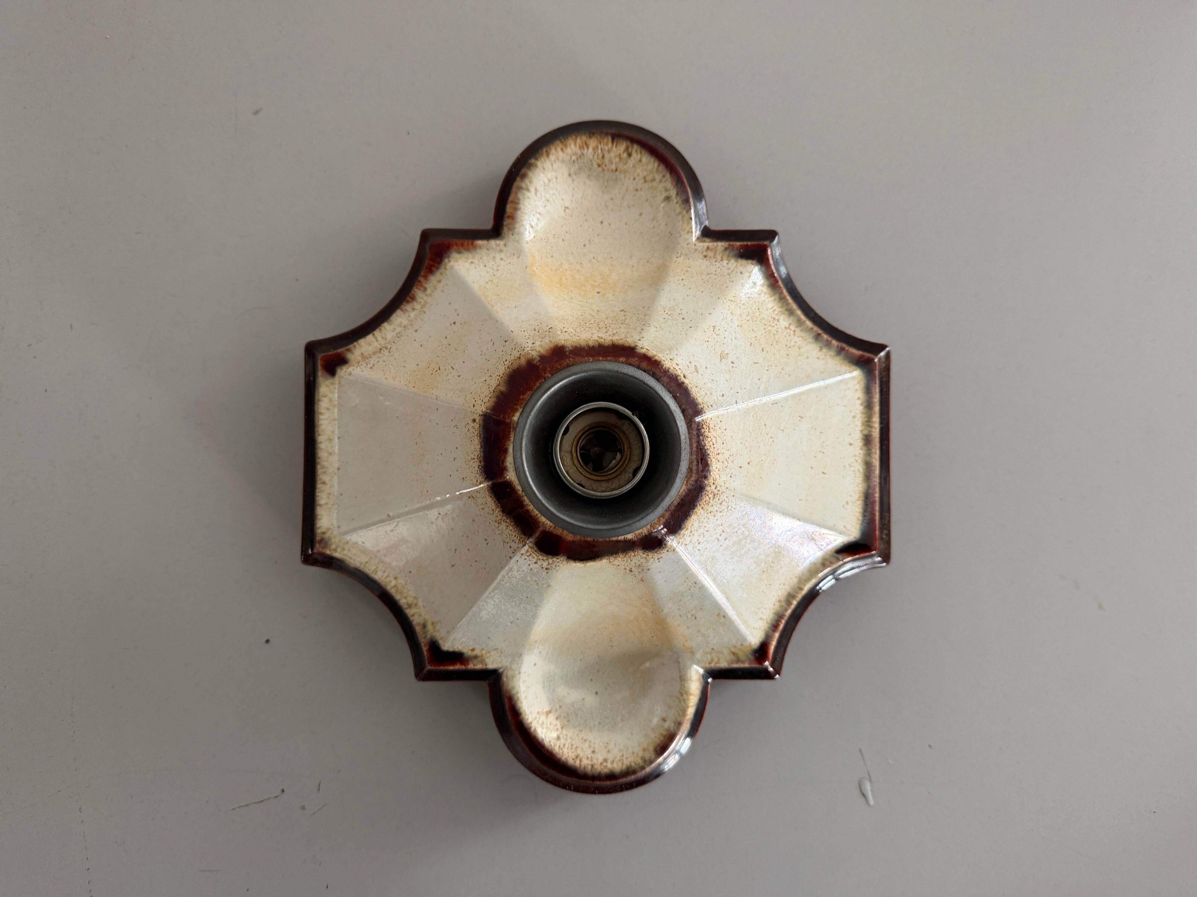 Pair of brown and cream ceramic wall lights by PAN Leuchten, 1970 Germany