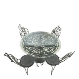 Table set + 4 artisanal chairs – unique piece in metal