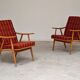 Paire de fauteuils ( TON)  Thonet par Antonin Suman , motif orange
