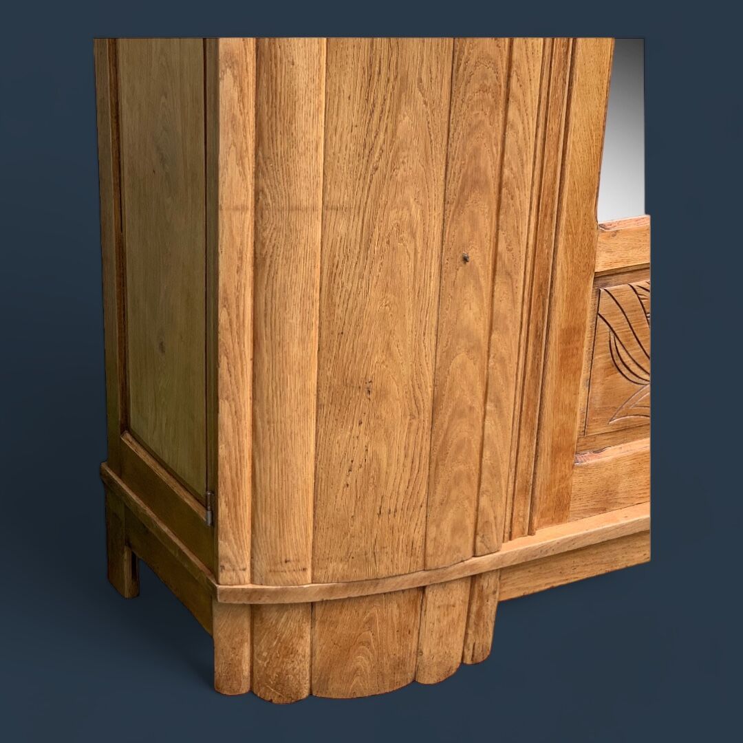Parisian art deco wardrobe solid raw oak 1930
