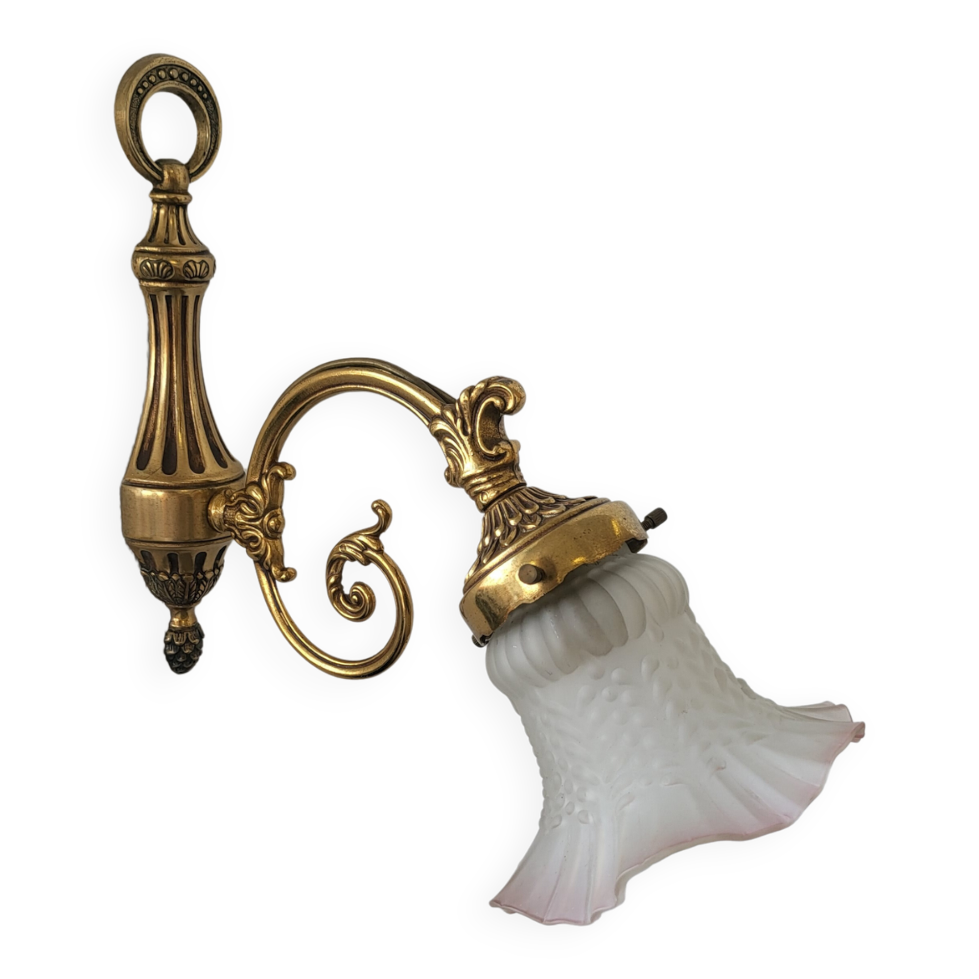 Bronze wall lamp and polished glass tulip