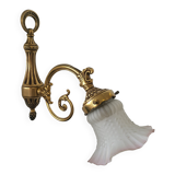 Bronze wall lamp and polished glass tulip