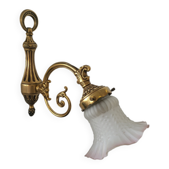 Bronze wall lamp and polished glass tulip