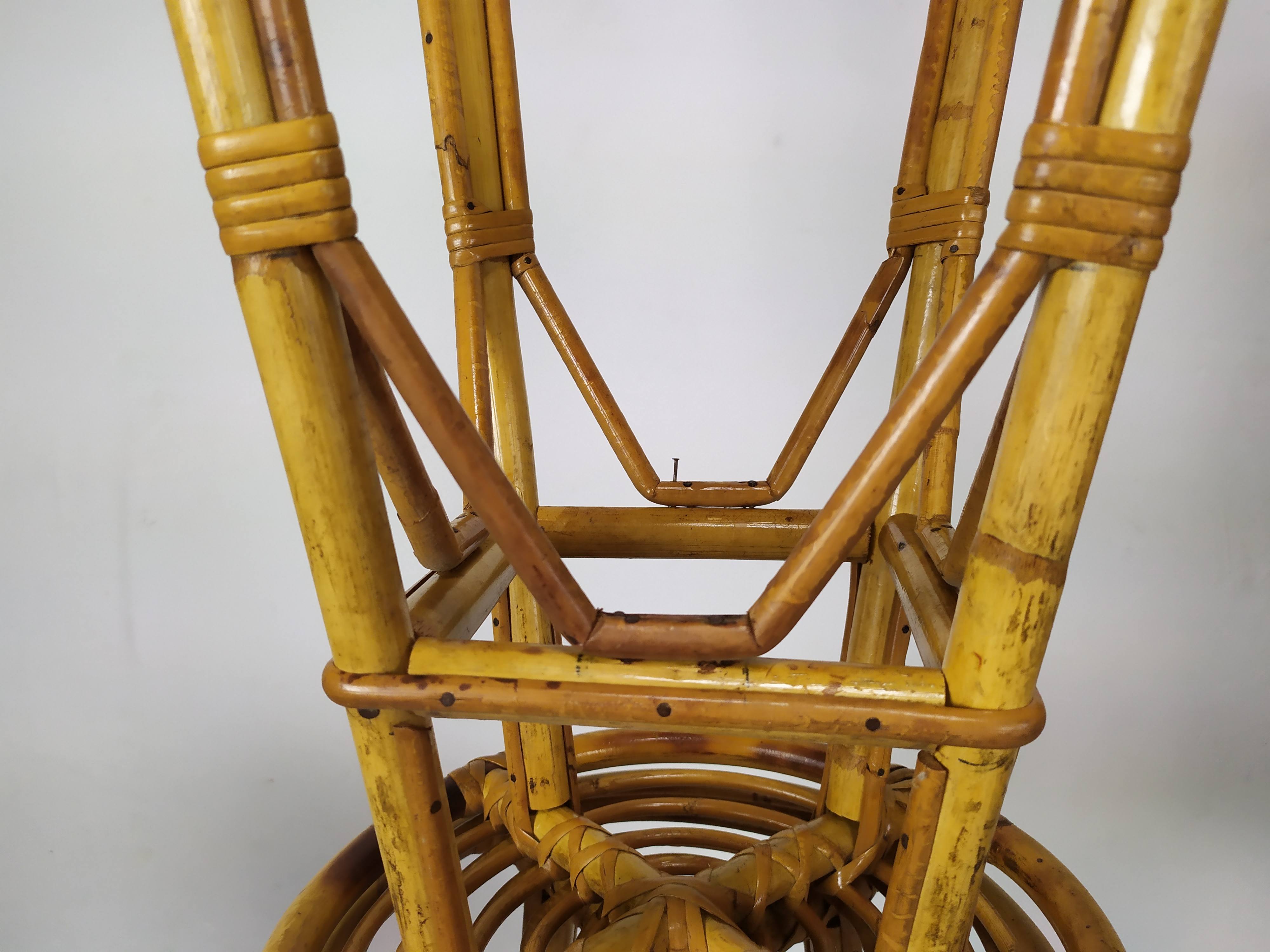 Vintage rattan bar and stools