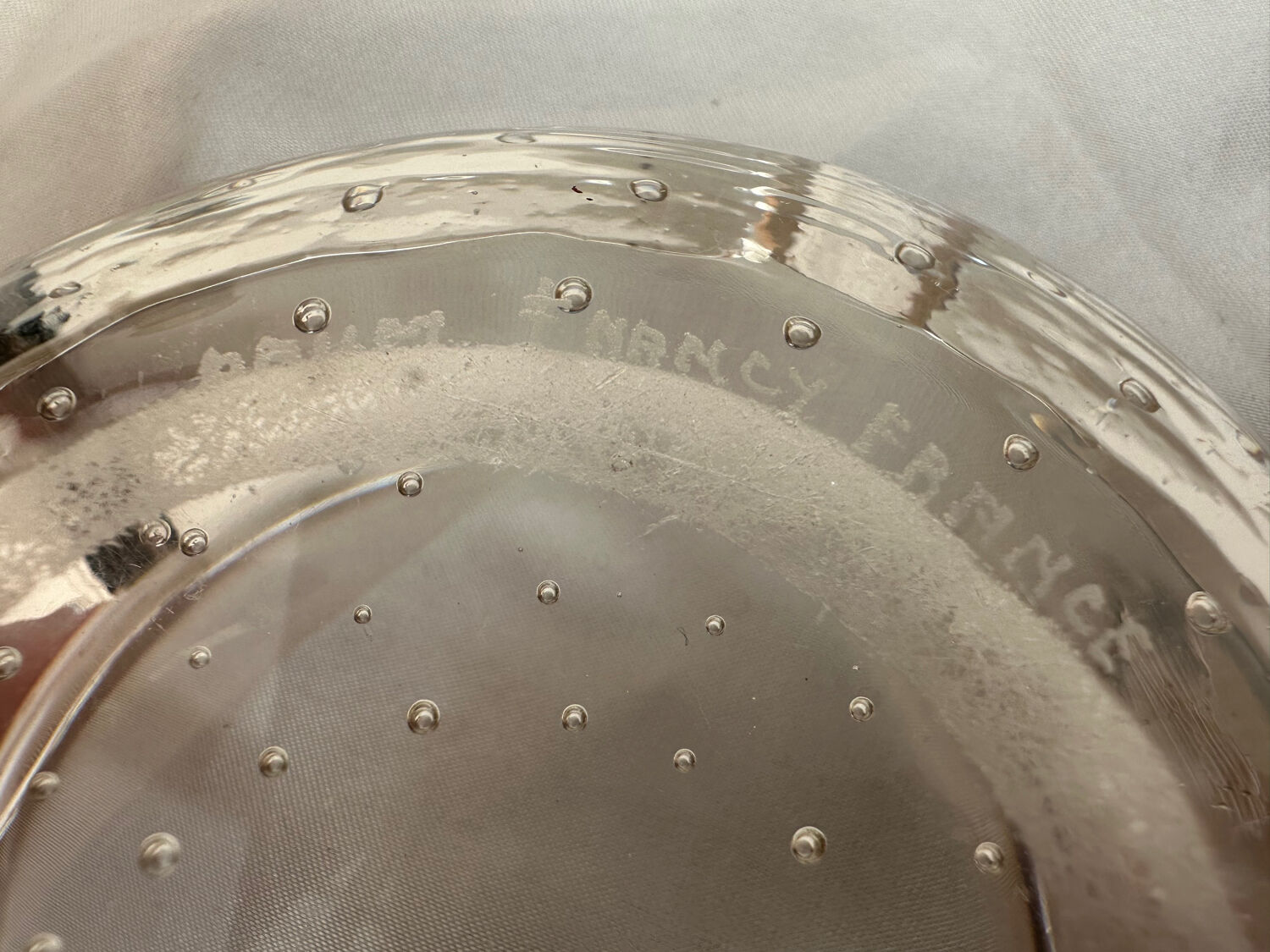 Daum Nancy France ashtray apricot color Cristal Bulles