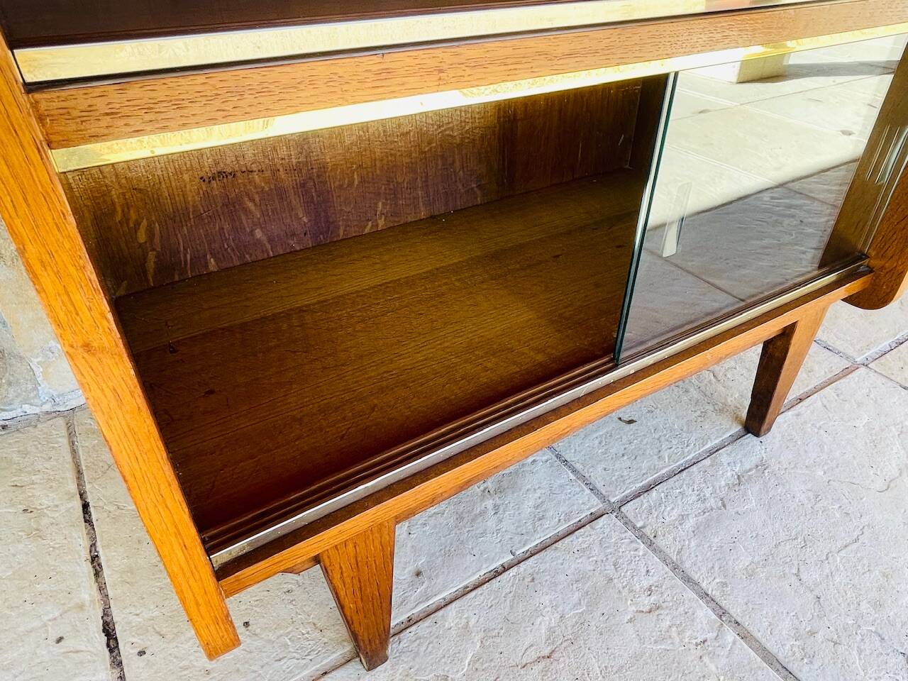 Storage unit/Library with sliding glass doors 1960s