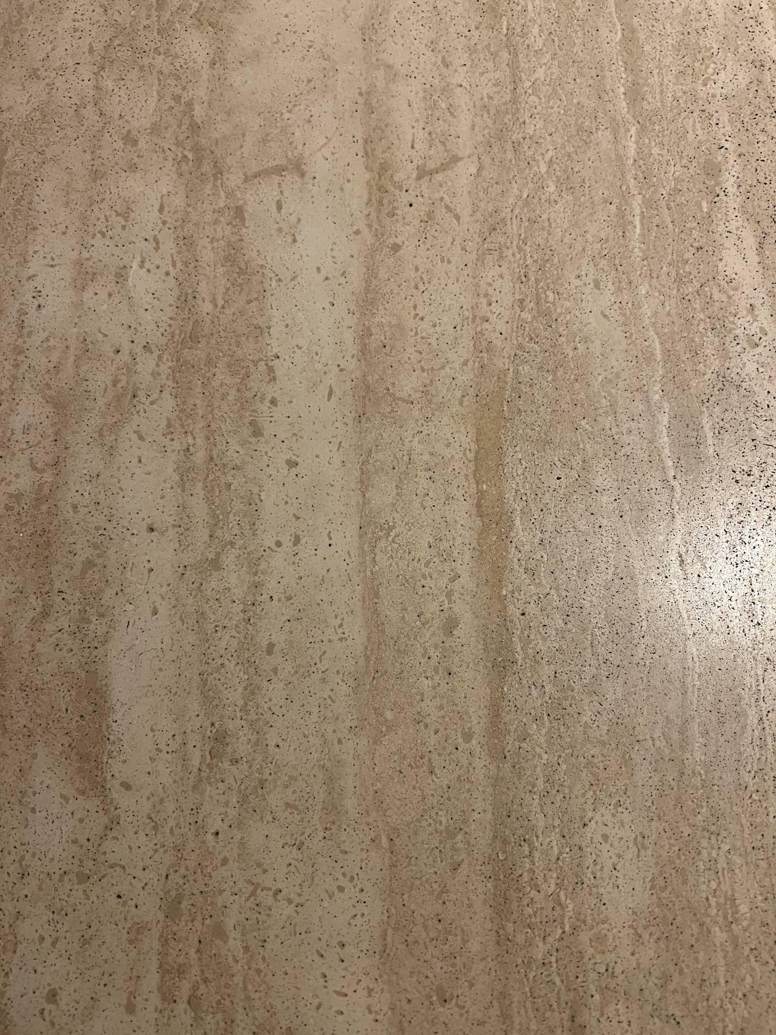 Travertine and wrought iron dining table + 8 chairs