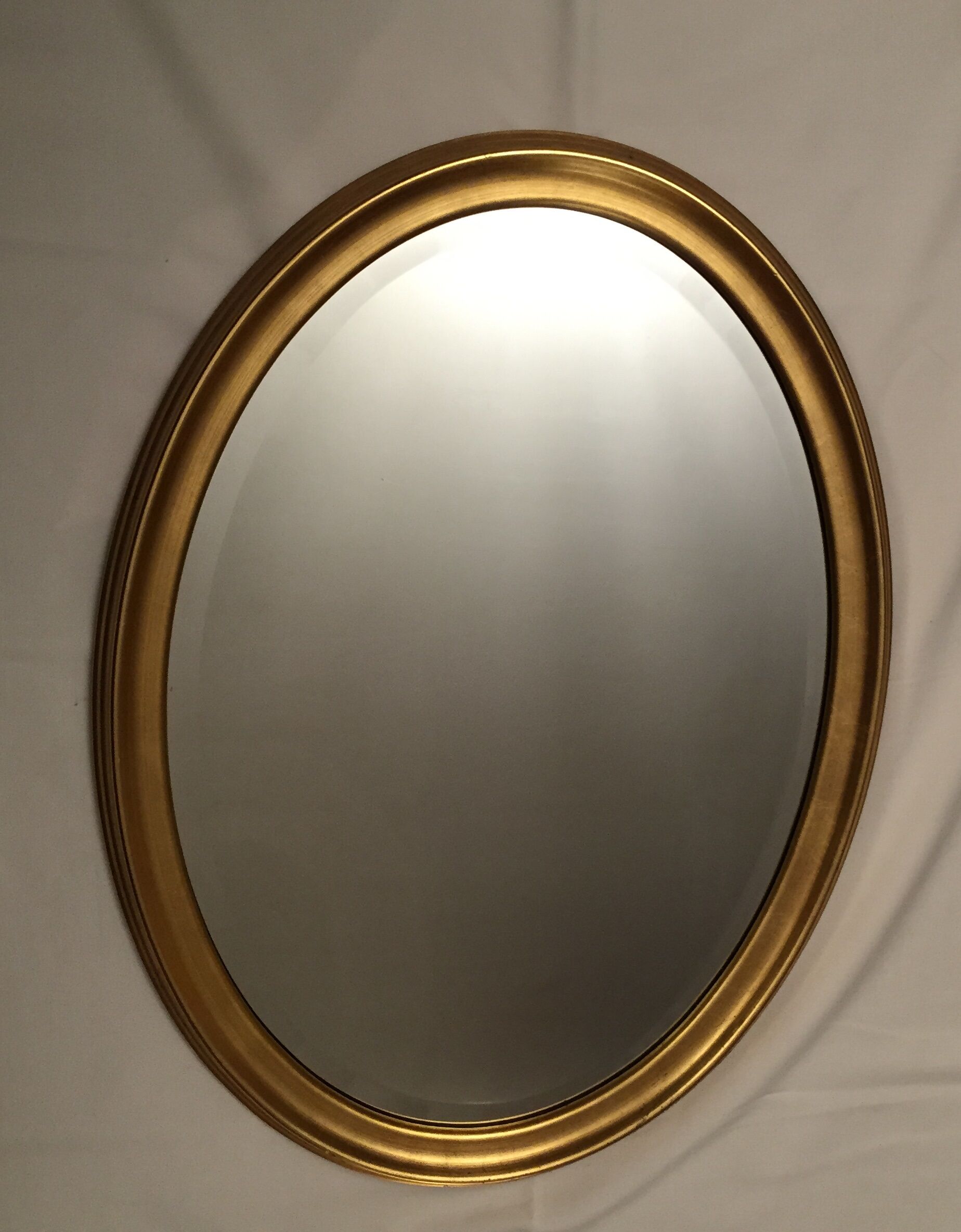 Oval mirror bevelled wooden golden 78x58cm