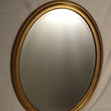 Oval mirror bevelled wooden golden 78x58cm