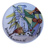 Assiette des frères Amieux par Marius Bessone et AnnaRay- Vallauris vintage - années 50 60