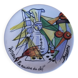 Plate of the Amieux brothers by Marius Bessone and AnnaRay - Vintage Vallauris - 50s 60s