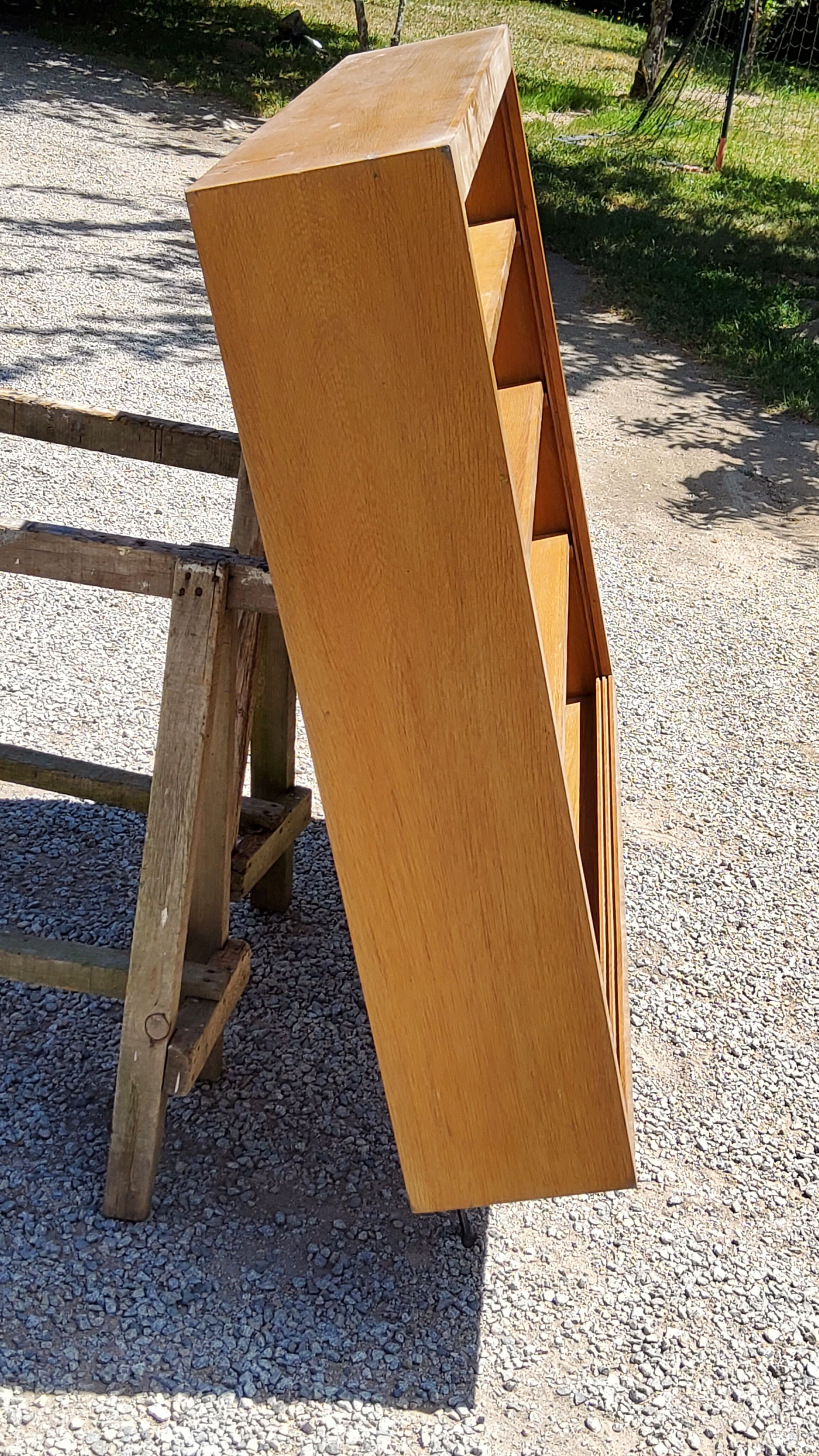 Wall shelf from the 50s in solid blond oak