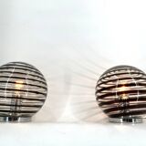Pair of murano swirl glass table lamps, 1970s
