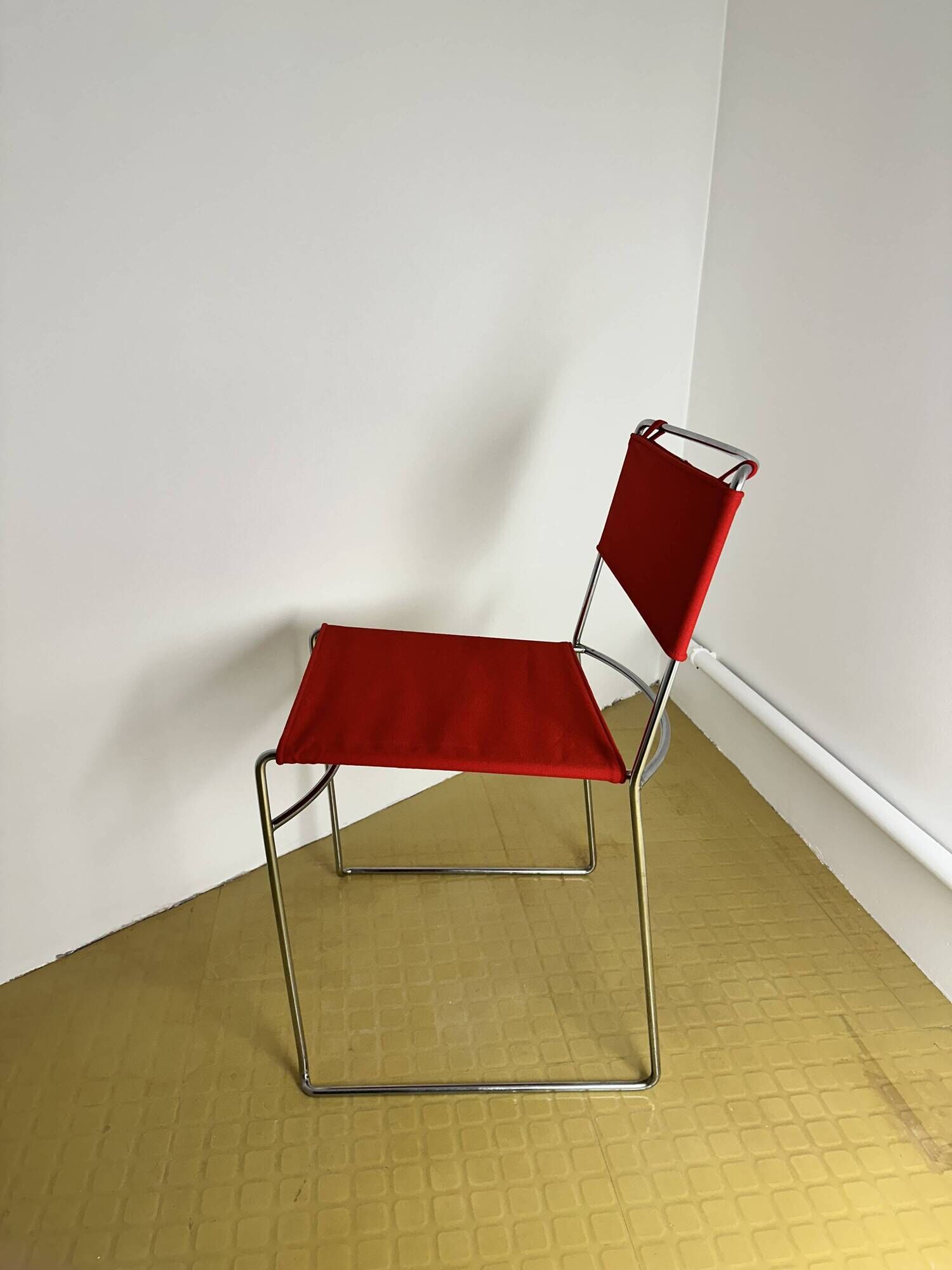 Delfina Chair Enzo Mari for Rexite 1974 Chrome Steel Kvadrat Field Fabric