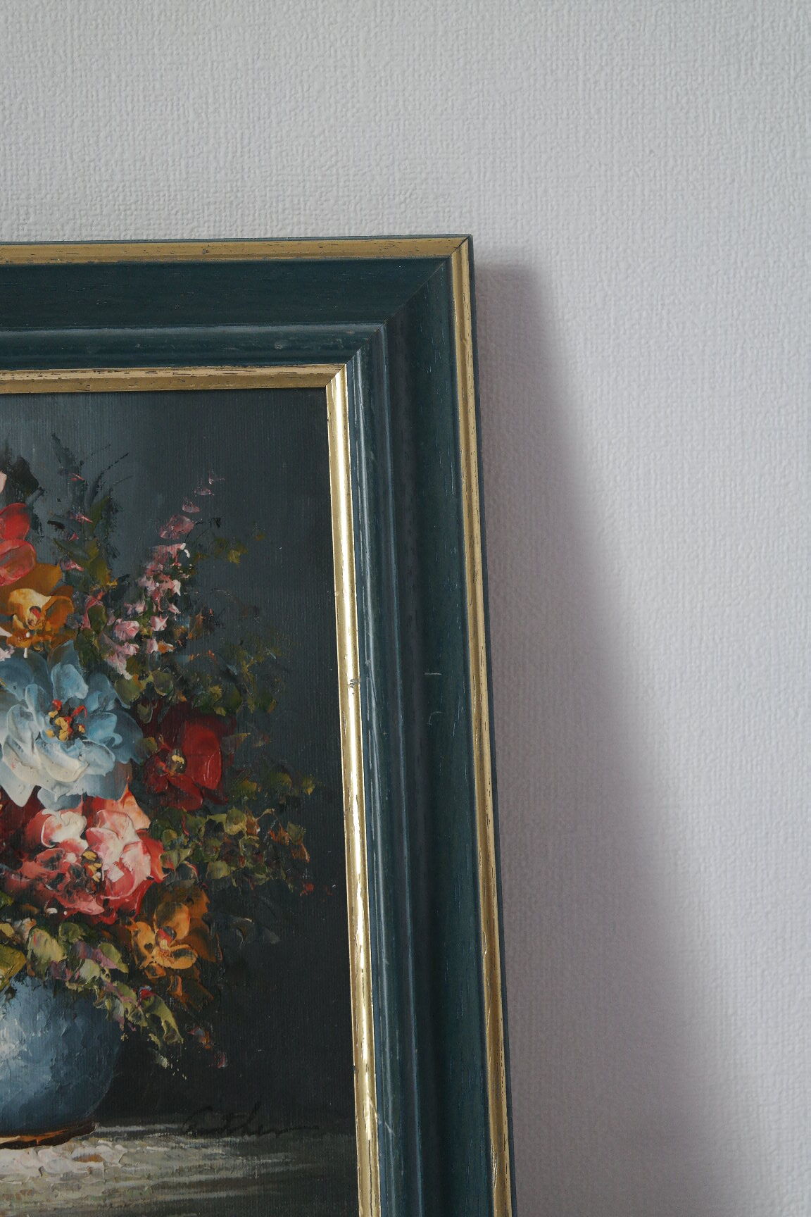 Painting bouquet of flowers oil on canvas