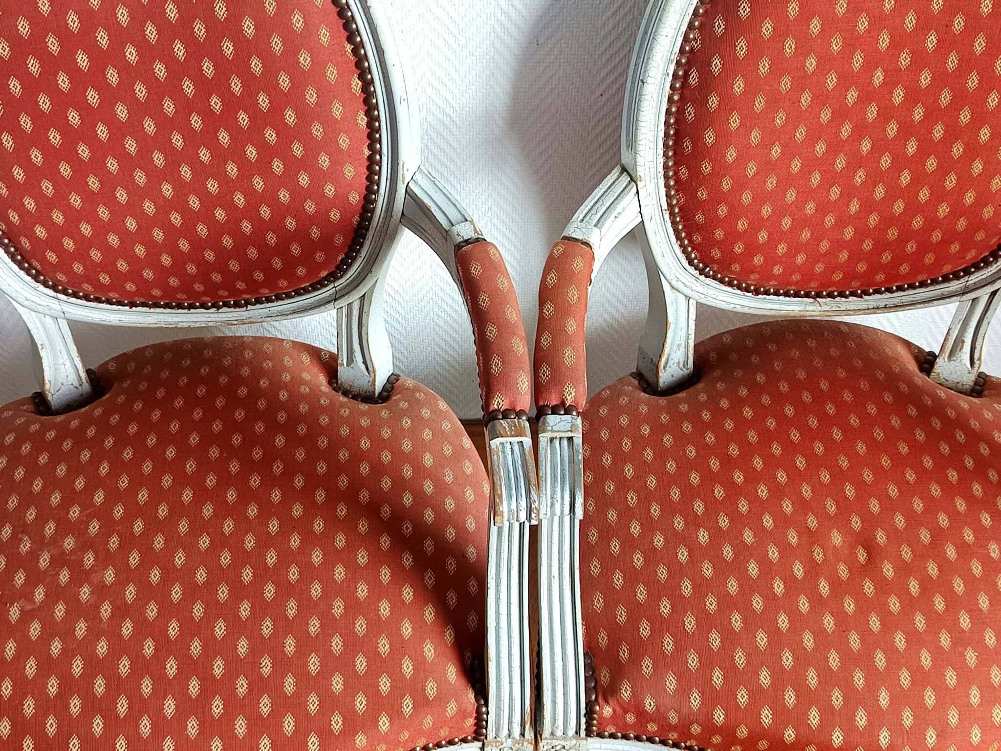 Pair of Louis XVI medallion cabriolet armchairs