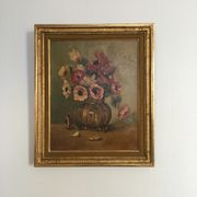 Tableau ancien bouquet d’anémones
