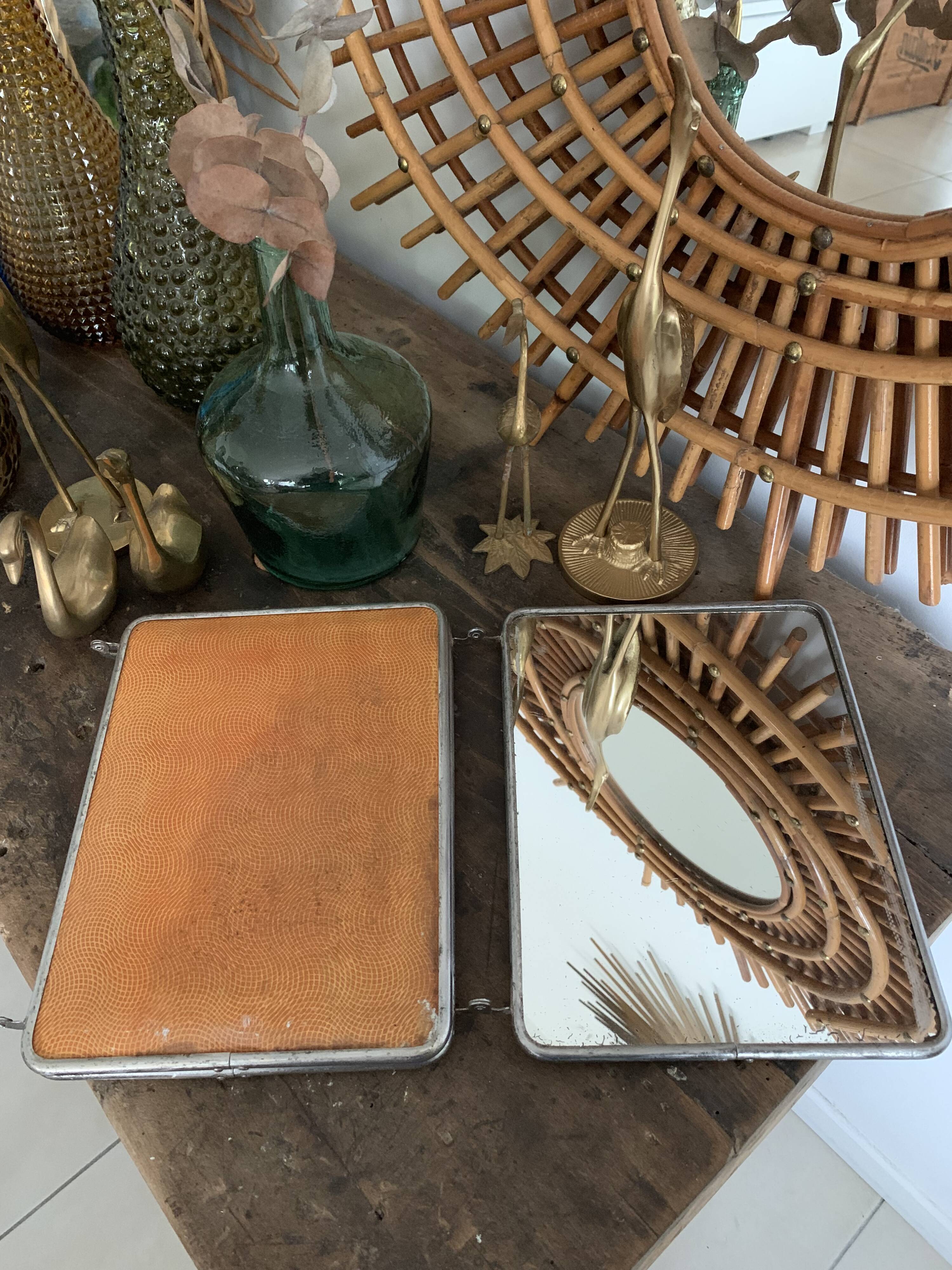 Vintage triptych barber mirror 24x59cm