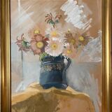 Tableau gouache "composition florale" signée G. Duran