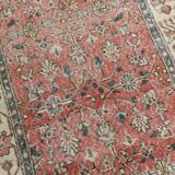 3x9 Vintage All-Over Floral Red Turkish Runner Rug, 92x286Cm